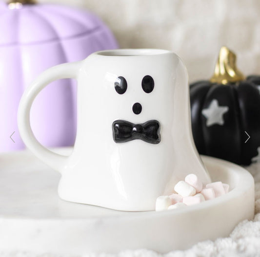 Halloween Mr Boo Ghost Shaped Mug with Bow Tie