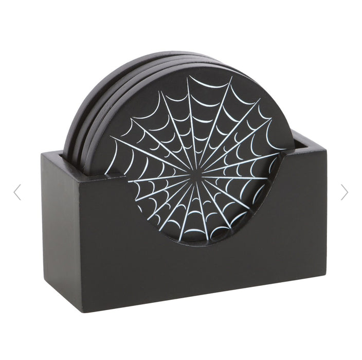 Halloween Gothic Black Spiderweb Coaster Set