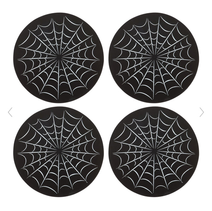 Halloween Gothic Black Spiderweb Coaster Set