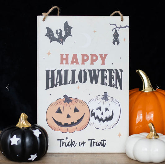 Spooky Pumpkin Happy Halloween Hanging Sign