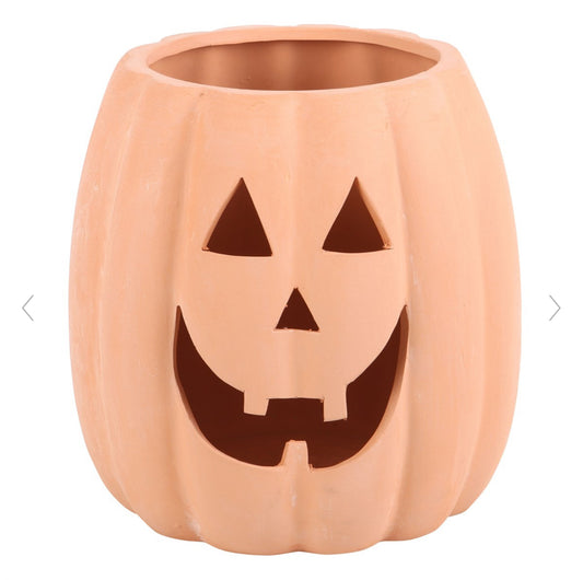 Halloween Terracotta Cut Out Pumpkin Decoration - 25cm