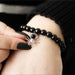 Gothic Spider Black Obsidian Beaded Bracelet