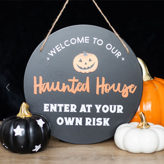 Halloween Haunted House Hanging Sign