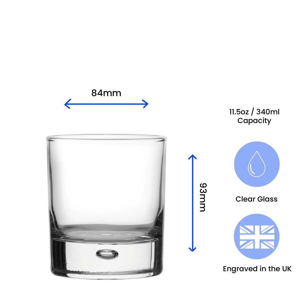 Engraved Whisky Glass with Oldi Design, Add a Personalised Message to the Reverse Image 3