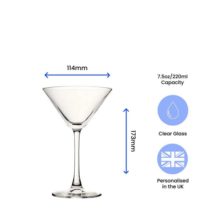 Engraved Enoteca Martini Cocktail Glass with Name with Heart Design, Personalise with Any Name Image 6