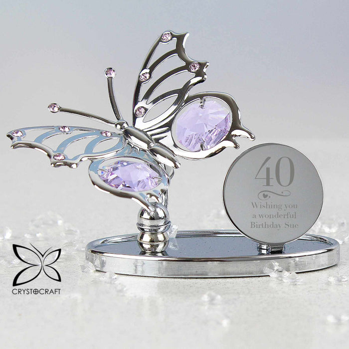 Personalised 40th Birthday Crystocraft Butterfly Ornament