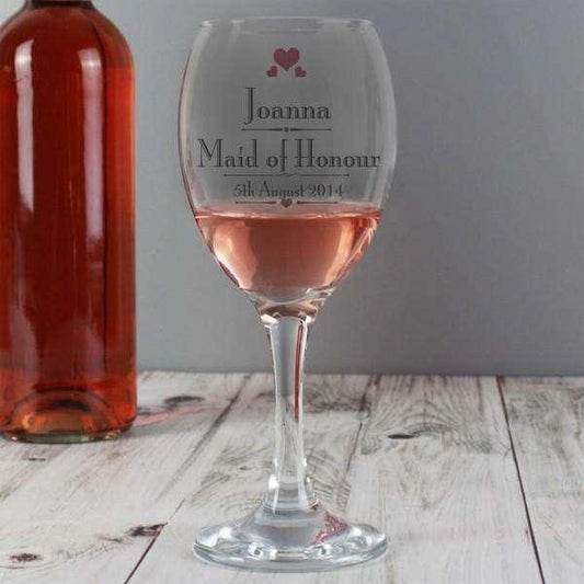 Personalised Decorative Wedding Female Wine Glass - Myhappymoments.co.uk