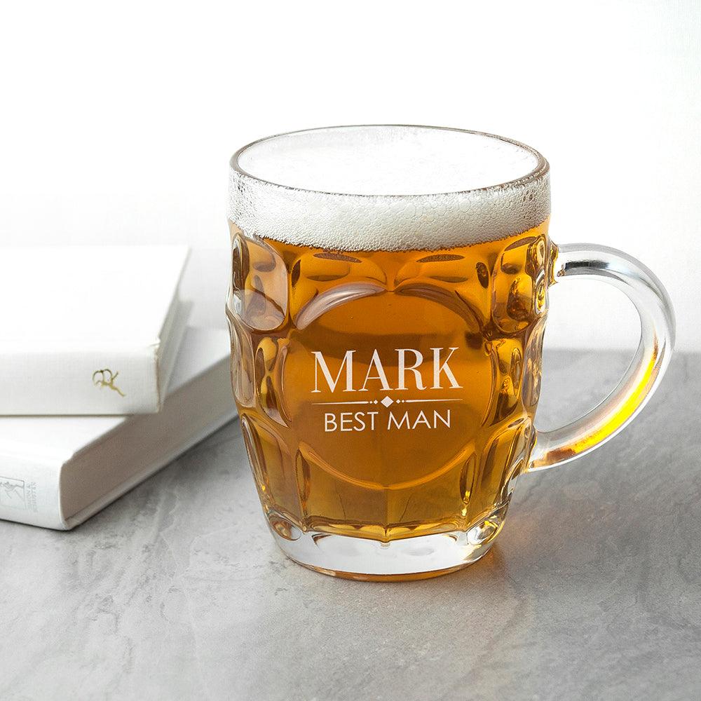 Personalised Wedding Dimpled Beer Glass