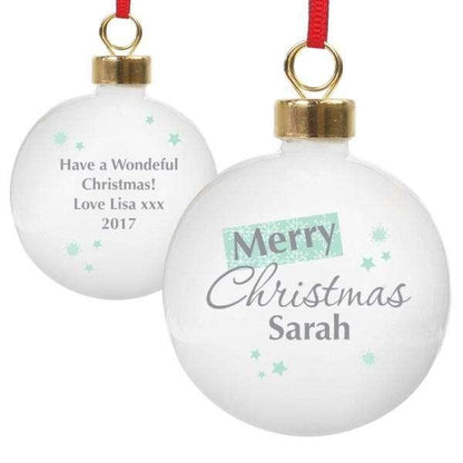 Personalised Merry Christmas Snowflake Bauble - Myhappymoments.co.uk