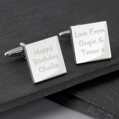 Personalised Square Cufflinks With Box - Myhappymoments.co.uk