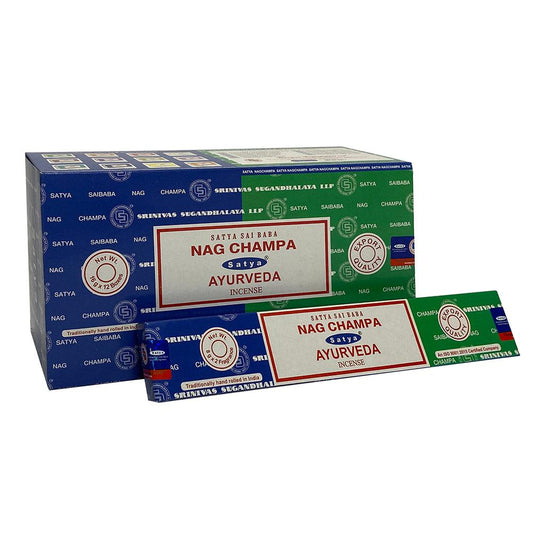 12 Pack of Combo Satya Incense Sticks - Nag Champa Ayurveda