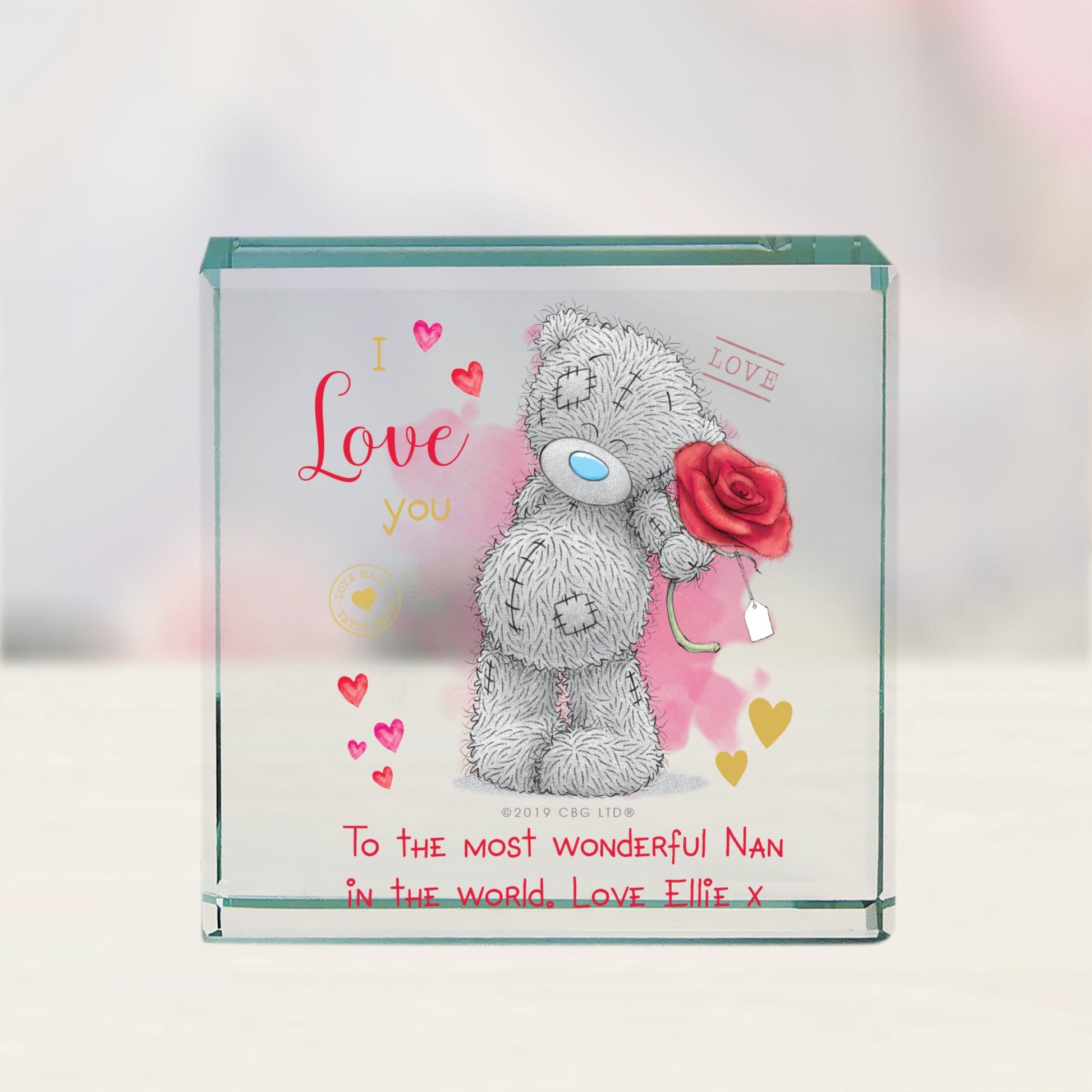 Personalised Me To You I Love You Glass Block