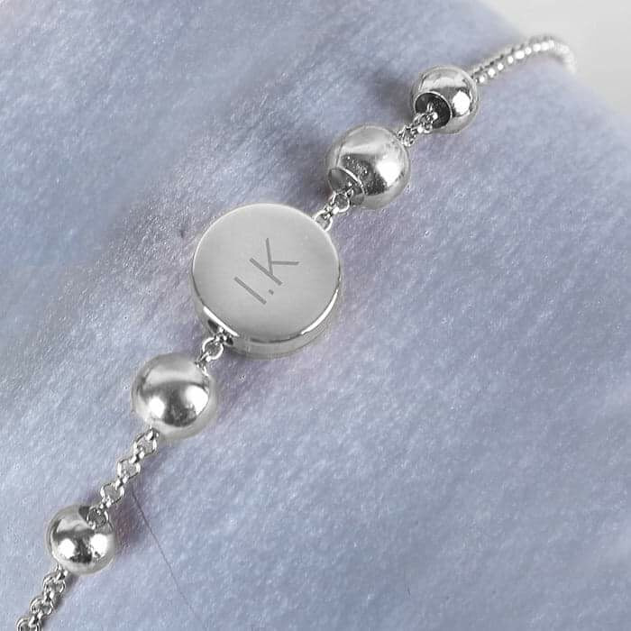 Personalised Silver Plated Initials Disc Bracelet - Myhappymoments.co.uk