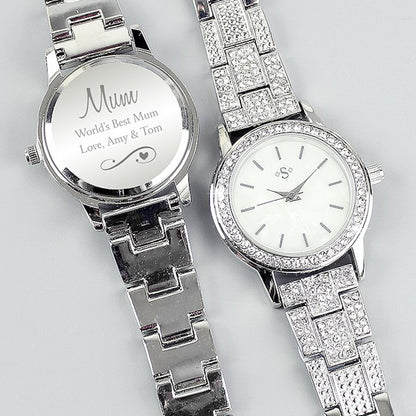 Personalised Swirls & Hearts Diamante Ladies Watch From Pukkagifts.uk