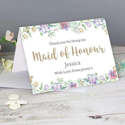 Personalised Thank You For Being My Maid Of Honour Card - Myhappymoments.co.uk