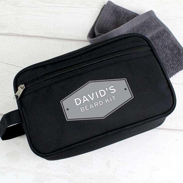 Personalised Men’s Black Wash Bag - Myhappymoments.co.uk