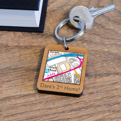 Football Stadium Map Wooden Keyring