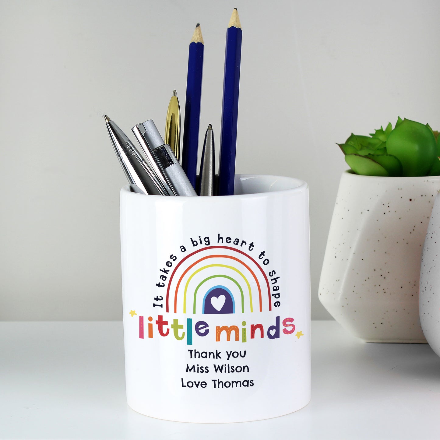 Personalised Shape Little Minds Teacher Ceramic Storage Pot