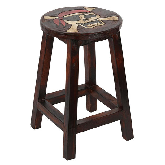 Wooden Pirate Skull Stool