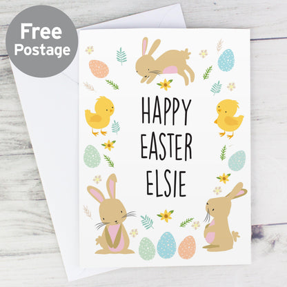 Personalised Easter Bunny & Chick Card