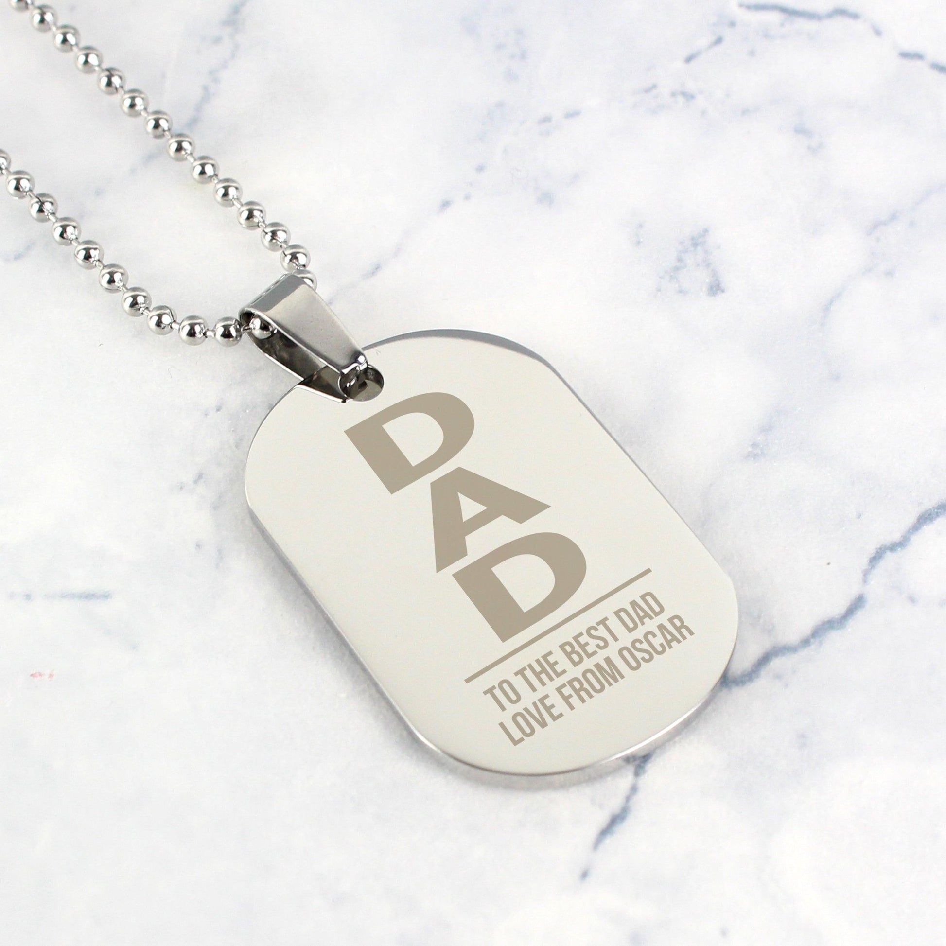 Personalised Dad Stainless Steel Dog Tag Necklace - Myhappymoments.co.uk