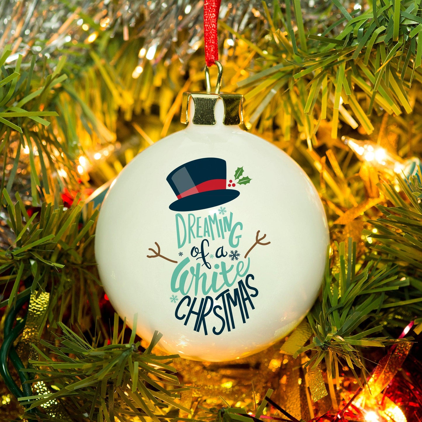 Personalised Dreaming Of A White Christmas Bauble