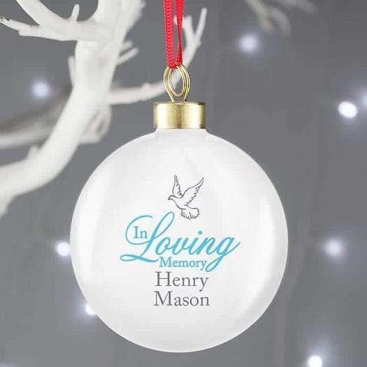 Personalised In Loving Memory Blue Bauble - Myhappymoments.co.uk