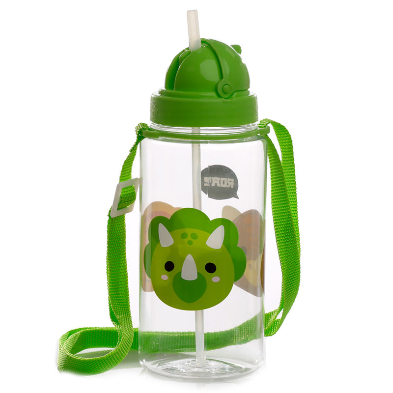 450ml Children's Reusable Water Bottle with Flip Straw - Dinosaur