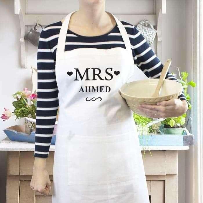 Personalised Mrs & Mrs Aprons - Myhappymoments.co.uk