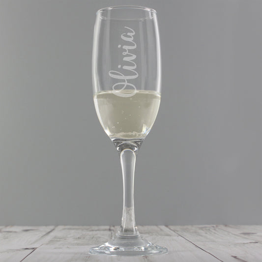 Personalised Name Only Engraved Flute Glass - With Free Folding Gift Box 