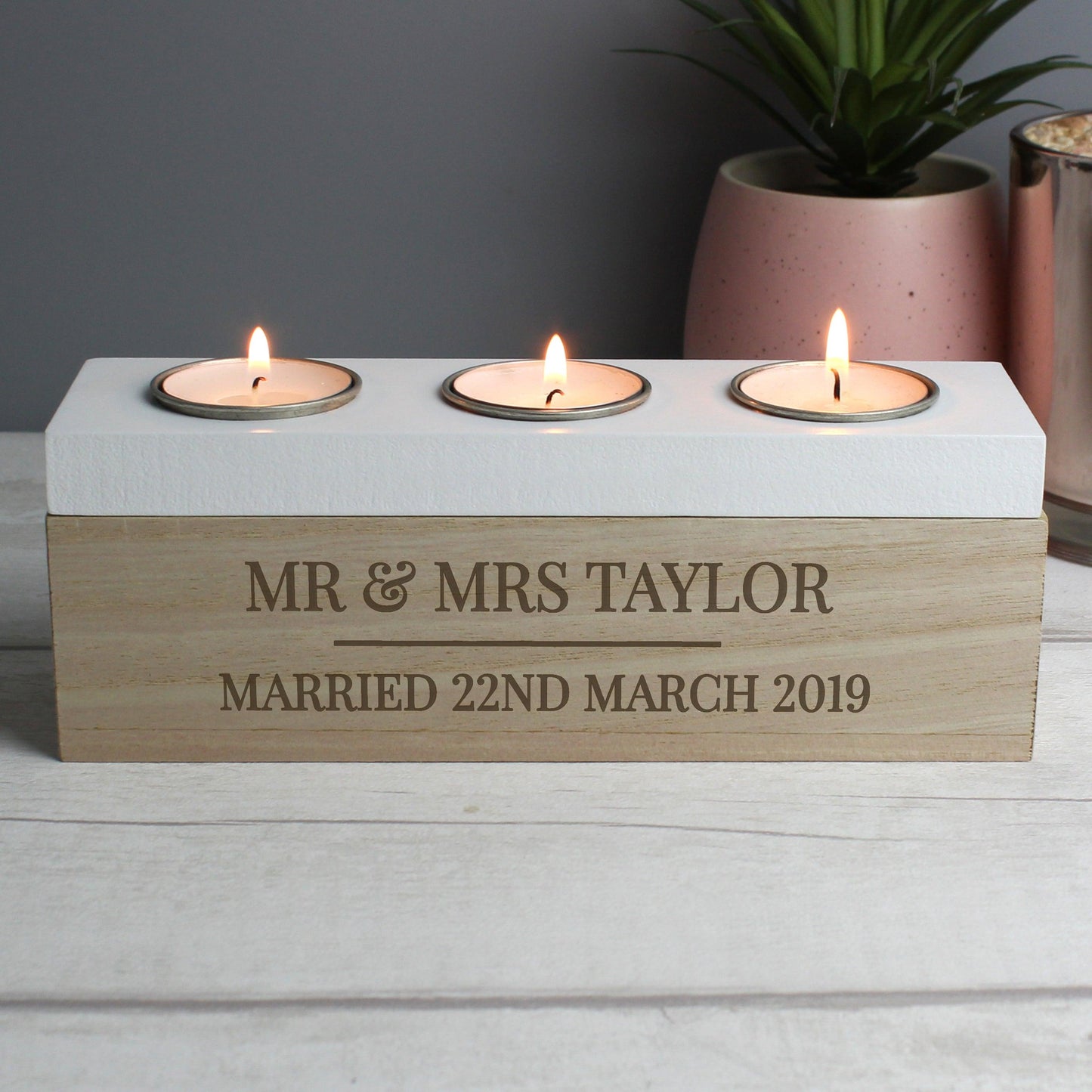 Personalised Classic Triple Tea Light Box