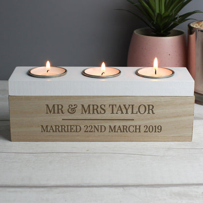 Personalised Classic Triple Tea Light Box