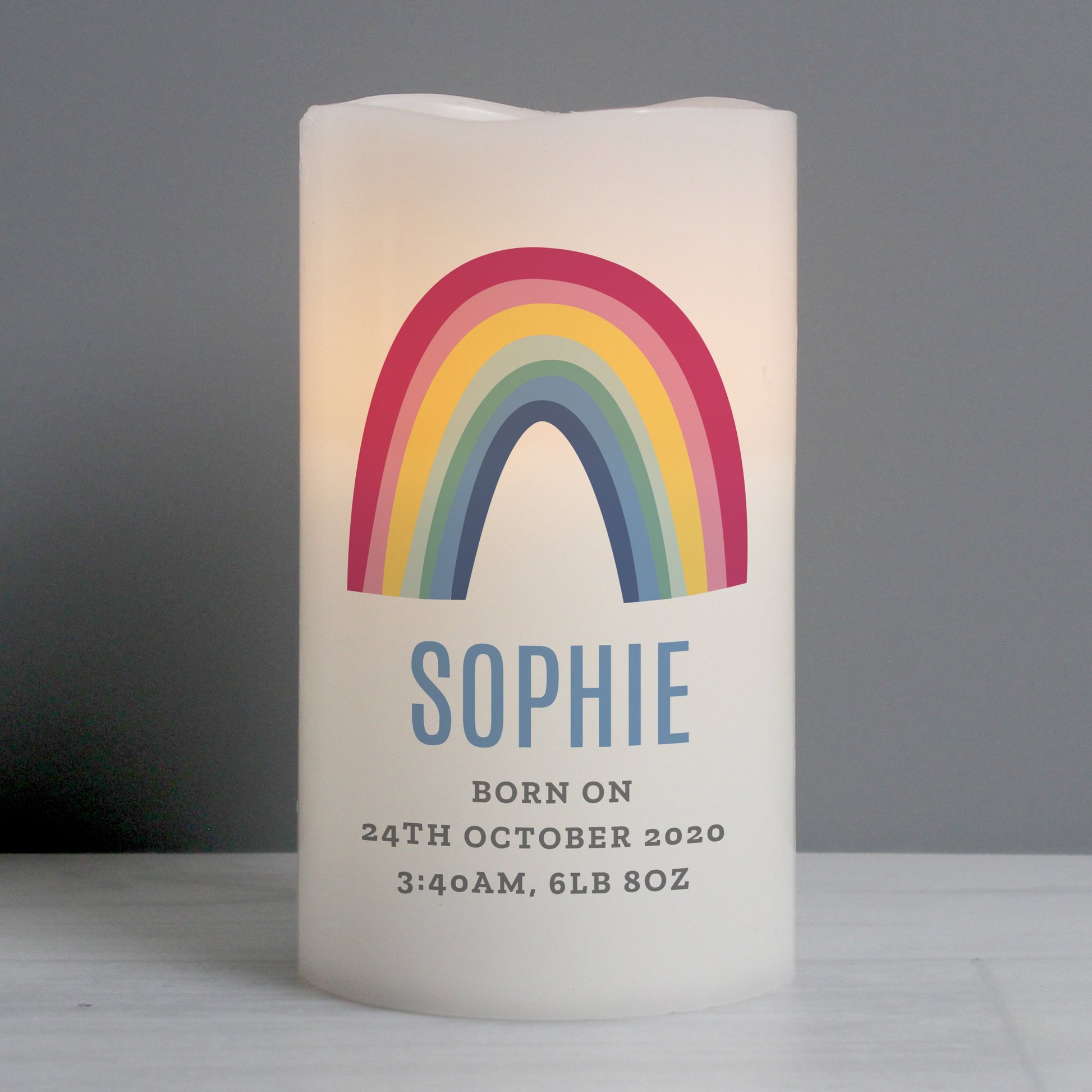 Personalised Rainbow LED Candle