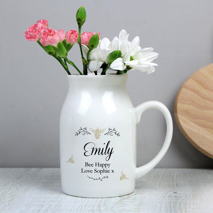 Personalised Floral Bee Flower Jug