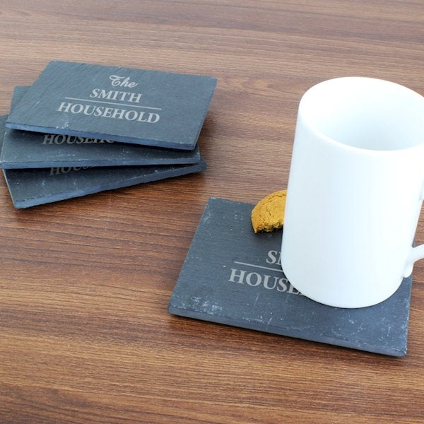 Personalised Family Slate Coasters 4 Pack - Myhappymoments.co.uk