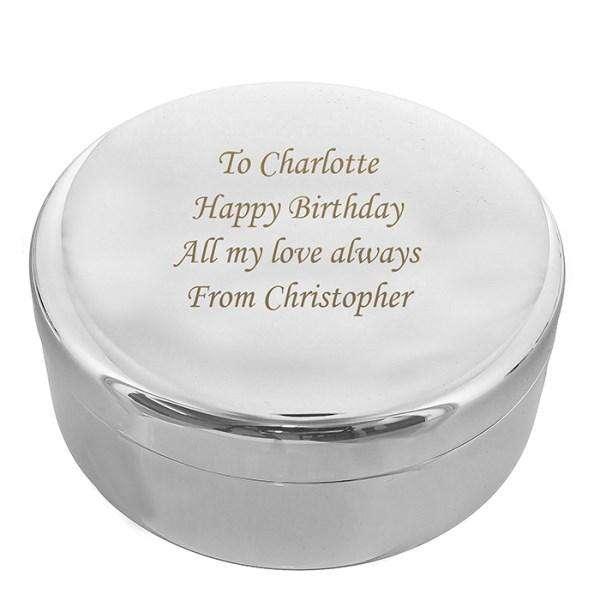 Personalised Round Trinket Box - Myhappymoments.co.uk