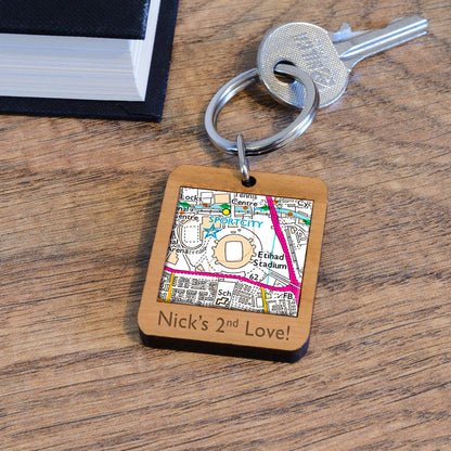 Football Stadium Map Wooden Keyring