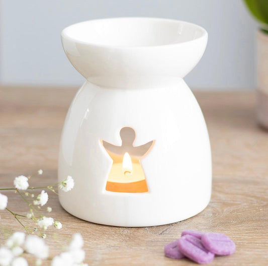 White Angel Silhouette Cut Out Oil Burner