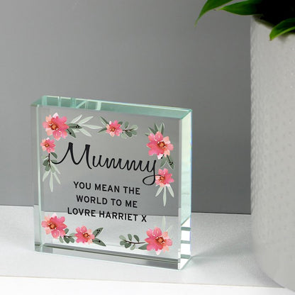 Personalised Floral Sentimental Large Crystal Token