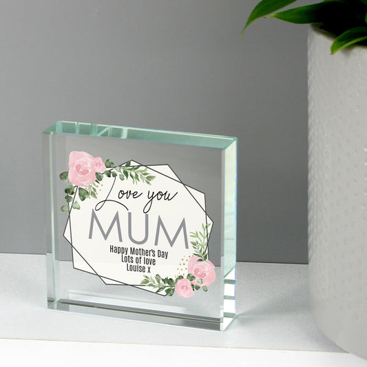 Personalised Abstract Rose Large Crystal Token