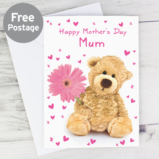 Personalised Teddy Flower Card