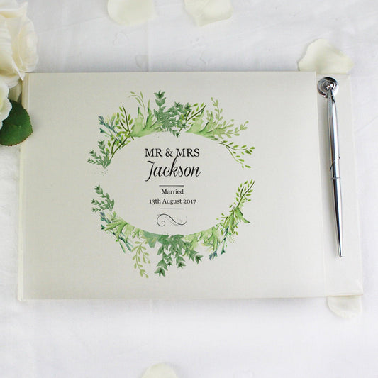 Personalised Fresh Botanical Hardback Guest Book & Pen