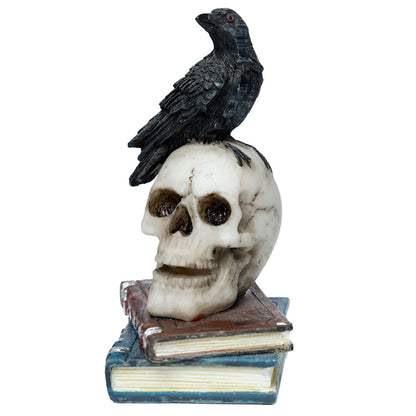 Crow Standing on Skull and Books Ornament