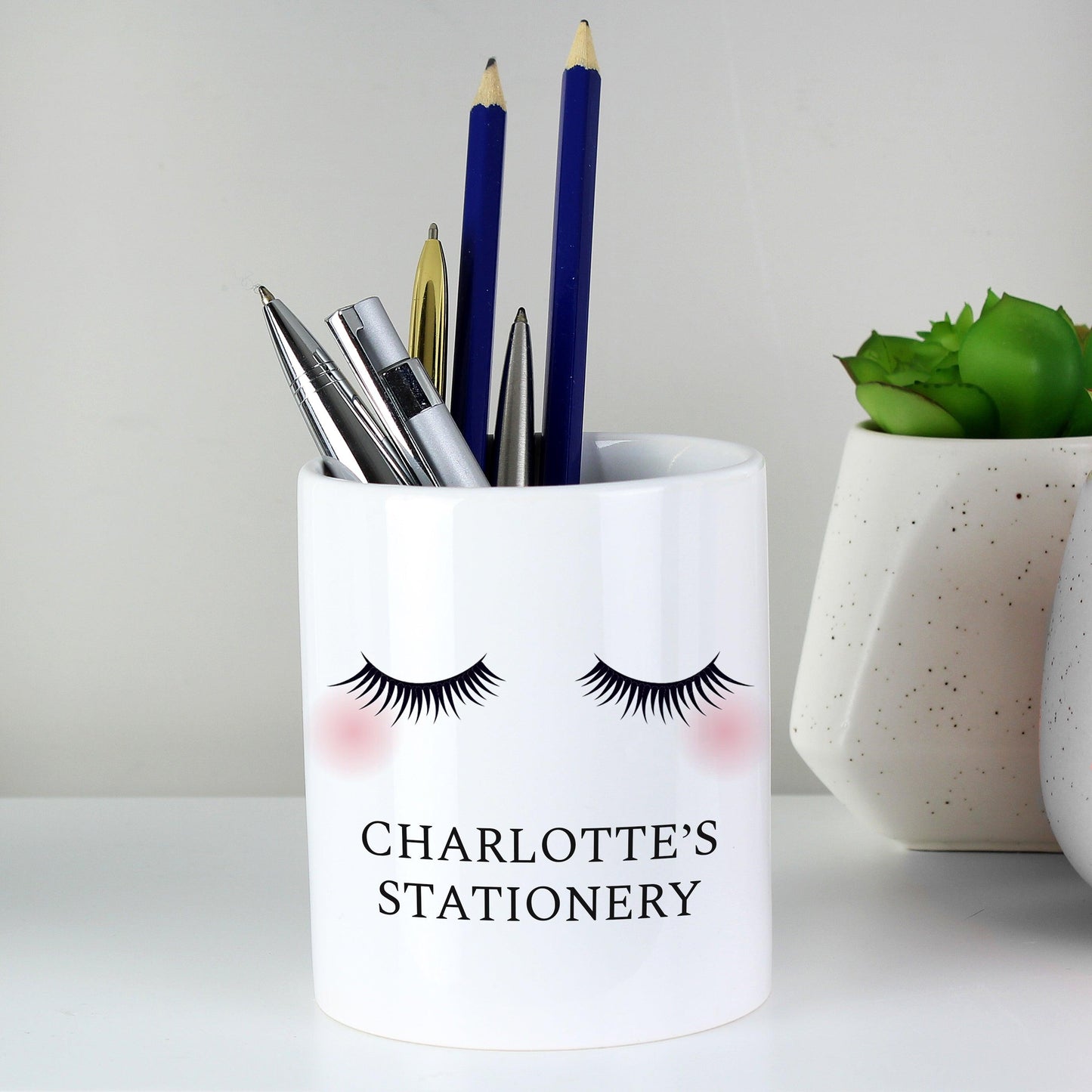 Personalised Eyelashes Porcelain Storage Bucket Or Pot - Myhappymoments.co.uk