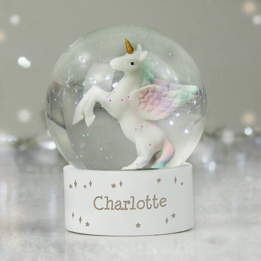 Personalised Unicorn Snow Globe Glitter Globe - Birthday Gift