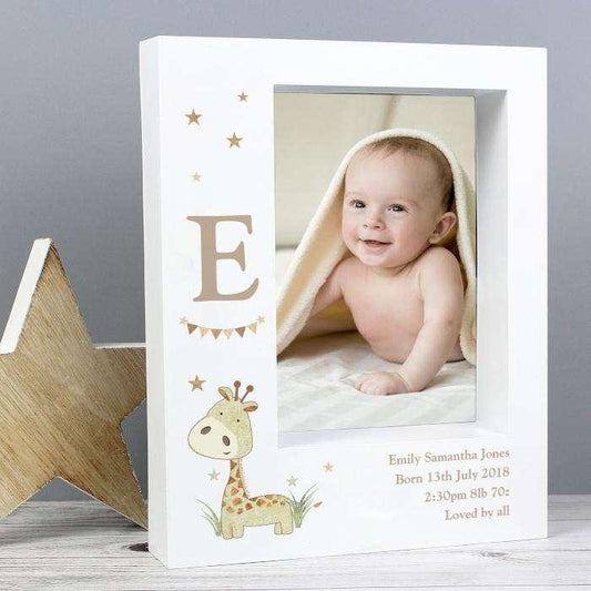 Personalised Hessian Giraffe 5x7 Box Photo Frame - Myhappymoments.co.uk