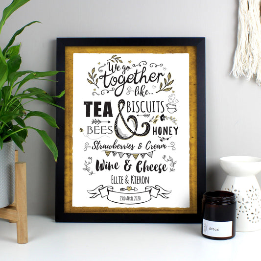 Personalised We Go Together Like... Black Framed Wall Art