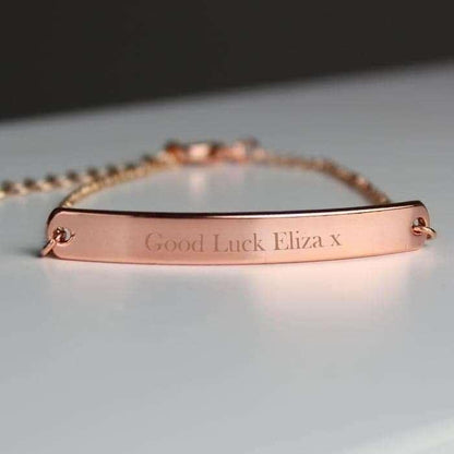 Personalised Rose Gold Tone Bar Bracelet - Myhappymoments.co.uk