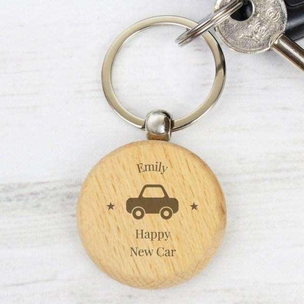 Personalised Car Design Wooden Round Keyring