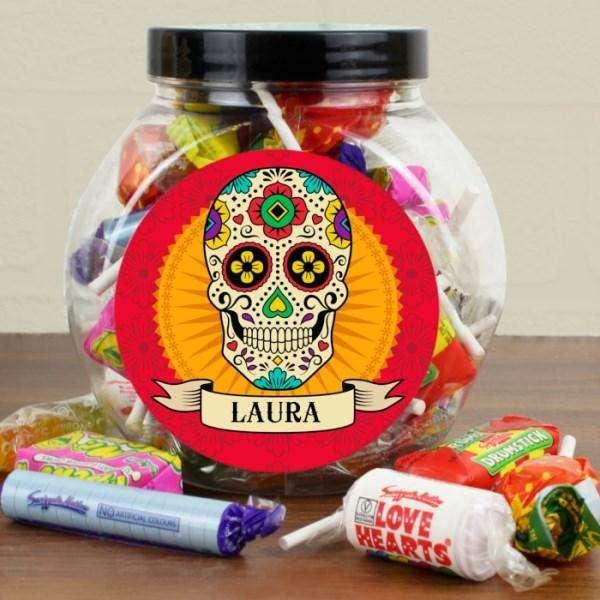 Personalised Sugar Skull Sweet Jar - Myhappymoments.co.uk